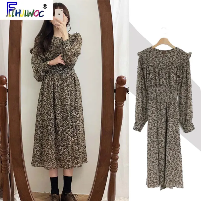 Женское длинное платье с длинным рукавом винтажное ТРАПЕЦИЕВИДНОЕ ПЛАТЬЕ