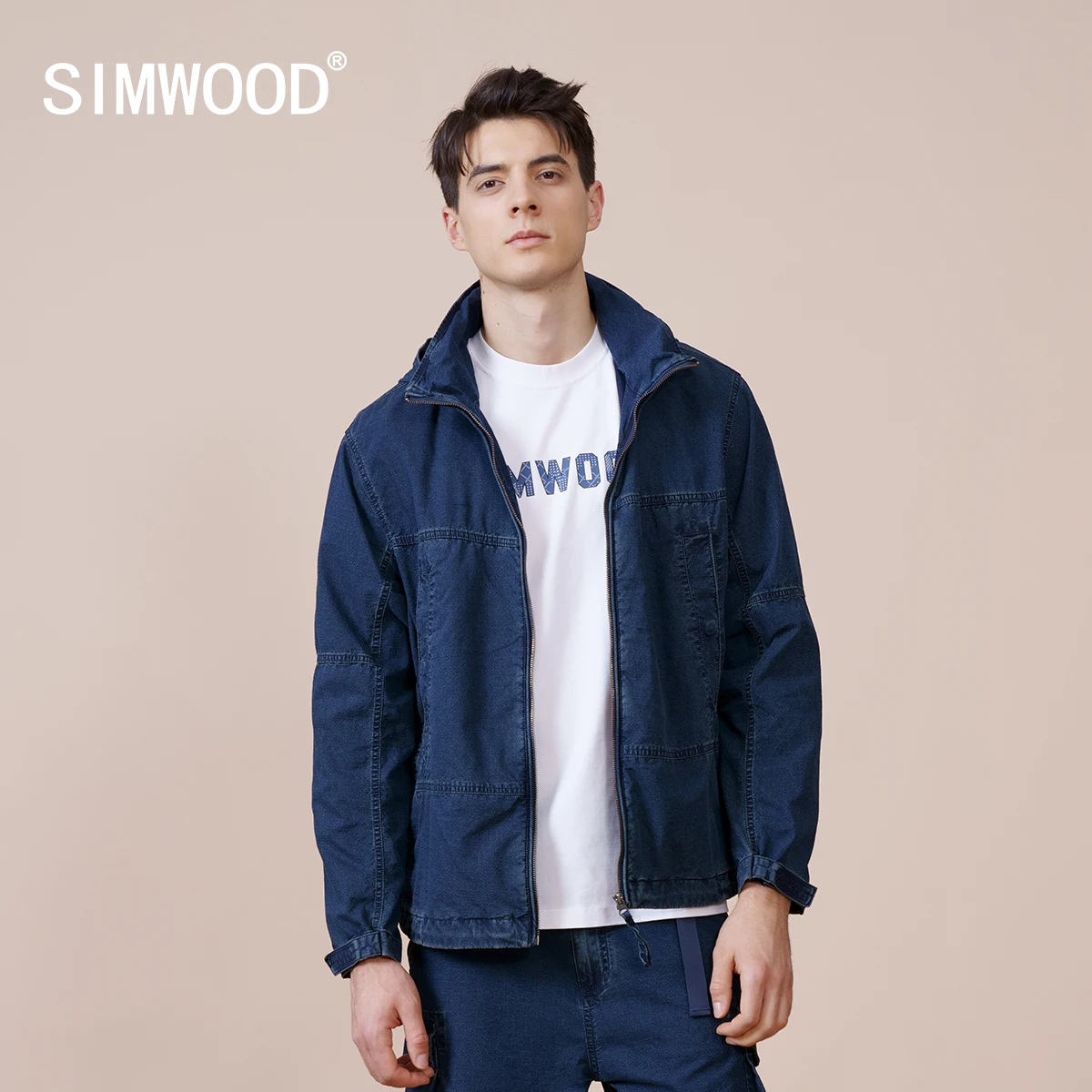 

SIMWOOD 2021 Осенние новые джинсовые куртки мужские винтажные моющиеся Рабочие куртки размера плюс ретро уличные съемные шапки SK130077