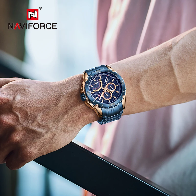 Часы наручные NAVIFORCE Мужские кварцевые роскошные Брендовые спортивные