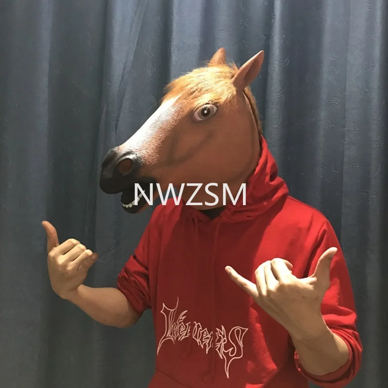 Коричневая маска на голову лошади Хэллоуин костюм в форме подковы женская