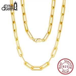 Effie Queen Italian Paperclip Chain Link Necklace 925 Sterling Silver 14k Gold 16
