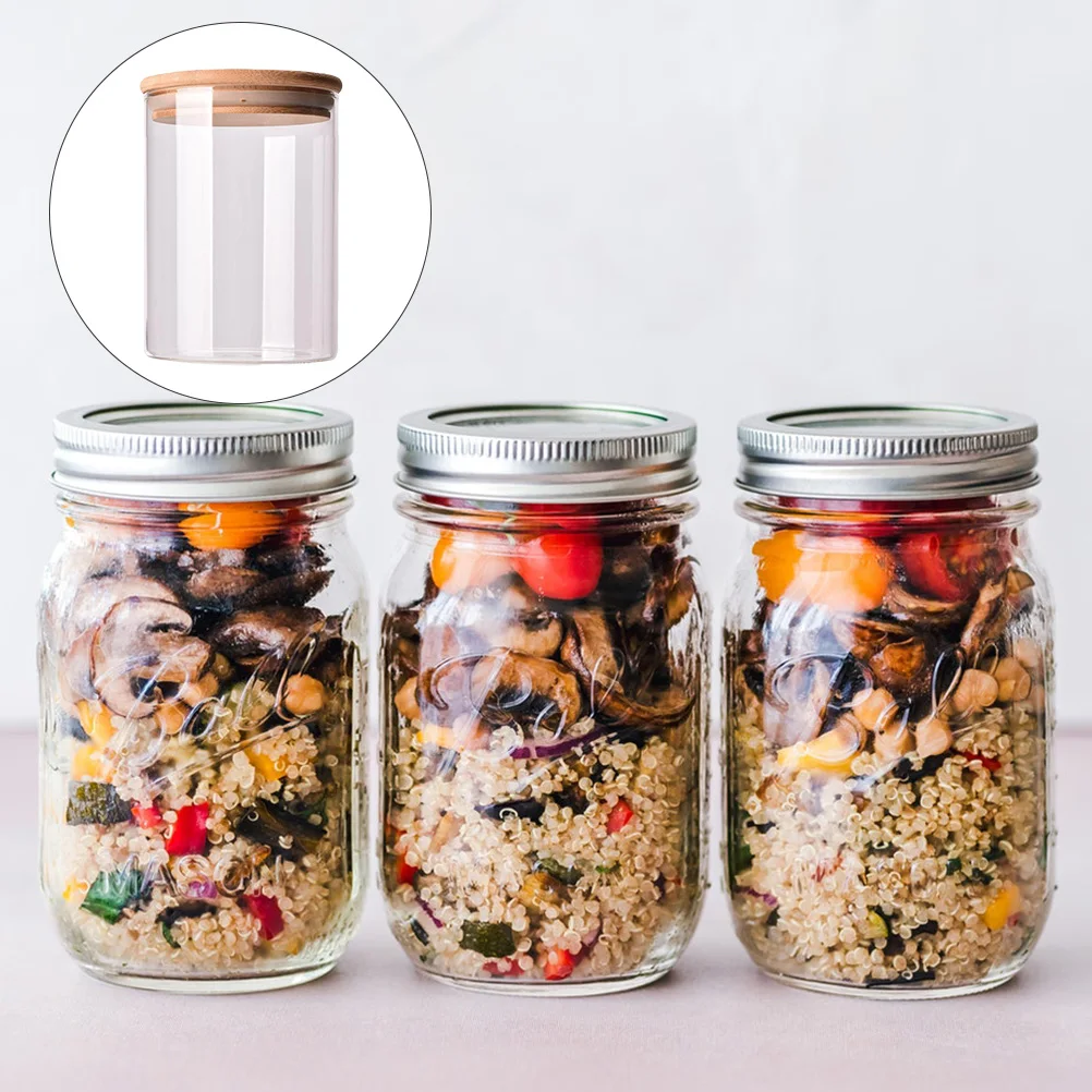 10 шт. прочная стеклянная герметичная емкость для хранения пищи бамбуковая крышка