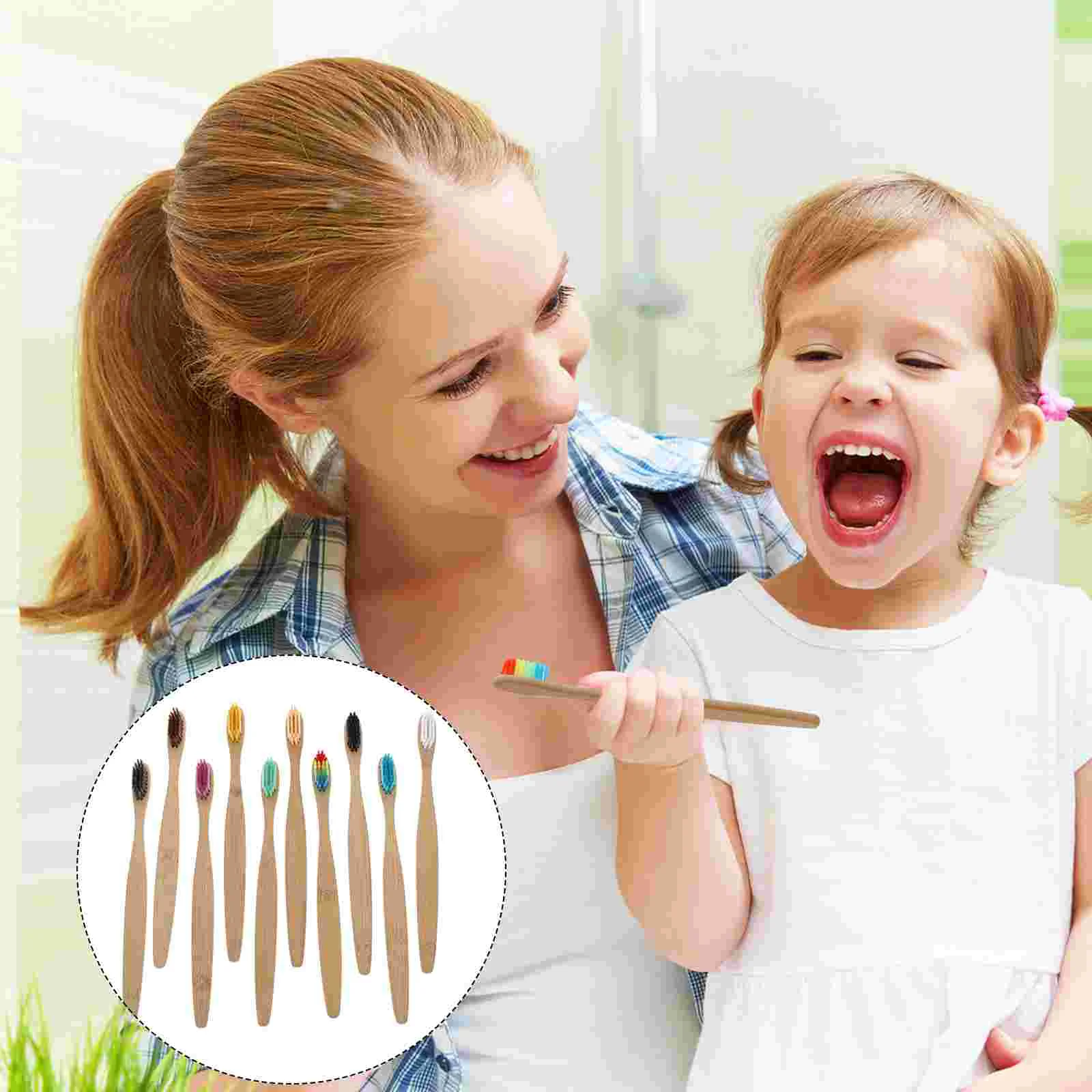 

10Pcs Homestay Adult Biodegradable Bamboo Toothbrushes Tooth Brushes