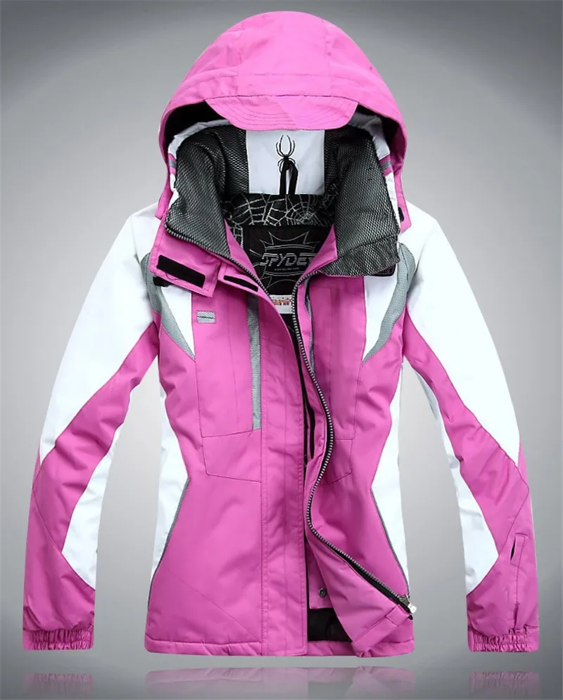 Jacket-Dark Pink Женские зимние куртки с капюшоном, ветронепроницаемое плотное теплое пальто, женские лыжные куртки и штаны, костюмы для сноуборда, женский лыжный костюм - Цвет: Jacket-Dark Pink