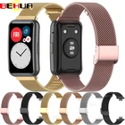 BEHUA ремешок с магнитной петлей для часов Huawei, аксессуары для ремней из нержавеющей стали, металлический скользящий браслет с пряжкой