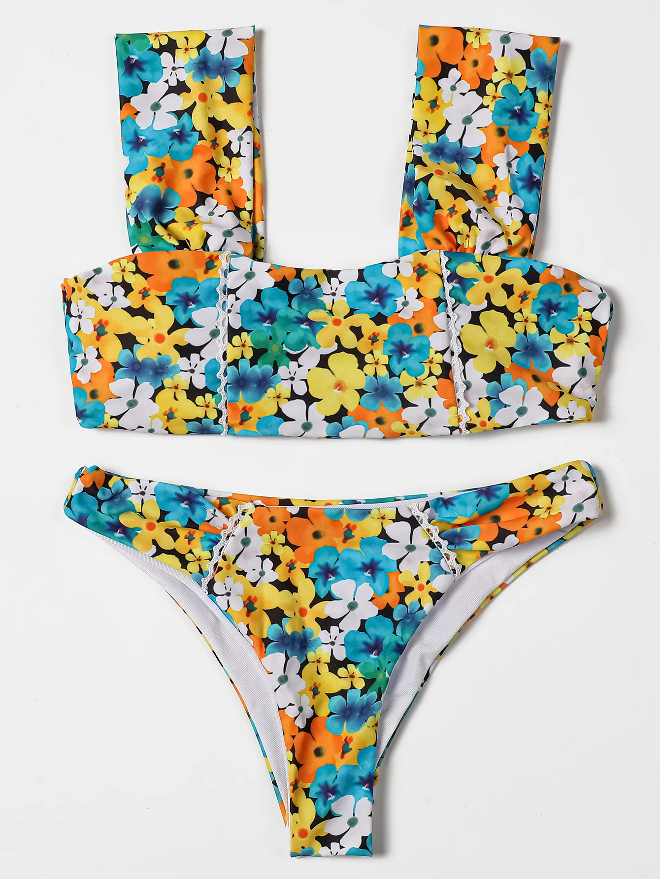 

ZTVitality Floral Brazilian Bikinis Sexy Bikini 2021 New Arrival Padded Bra Wide Straps Mid Waist Swimwear Women Print Swimsuit