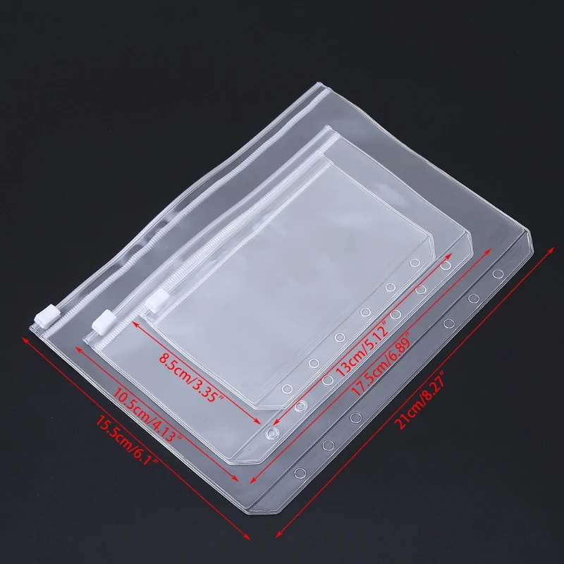

Clear PVC Storage Bag Pouch For Notebook Diary Day Planner Zipper Business Cards