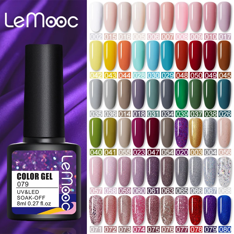 LEMOOC 8 мл Гель-лак для ногтей летний яркий цветной УФ светодиодный
