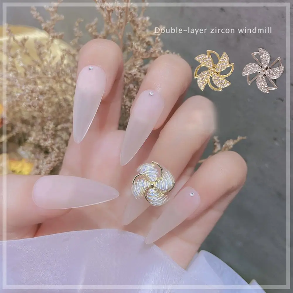 

Rotatable Nail Art Crystal Rotating Windmill Nail Art Decoration Double-layer Jewelry Flash Luxury Accessories