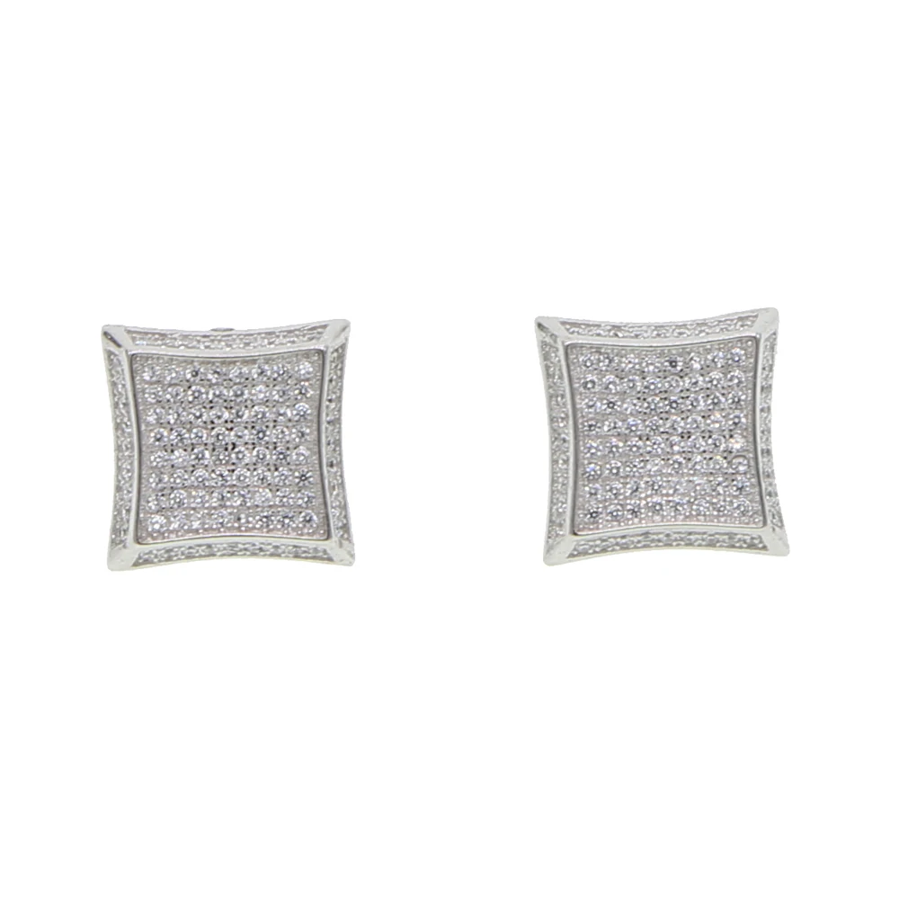 Модные мужские и женские квадратные серьги гвоздики в стиле хип хоп золотые с