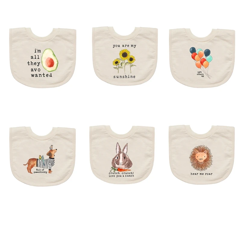 

67JC Waterproof Baby Bib Soft Cotton Saliva Towel Cute Sweet Print Feeding Burp Cloth Bandana Scarf for Newborn Infants Boys