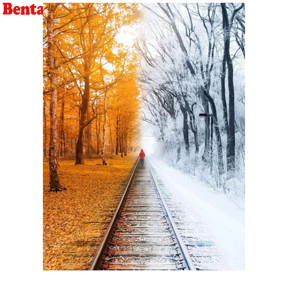 

Full Square Round Drill 5D DIY Diamond Painting Autumn Scenery Diamond Embroidery Cross Stitch Kit Snow Scene Gift Home Decor