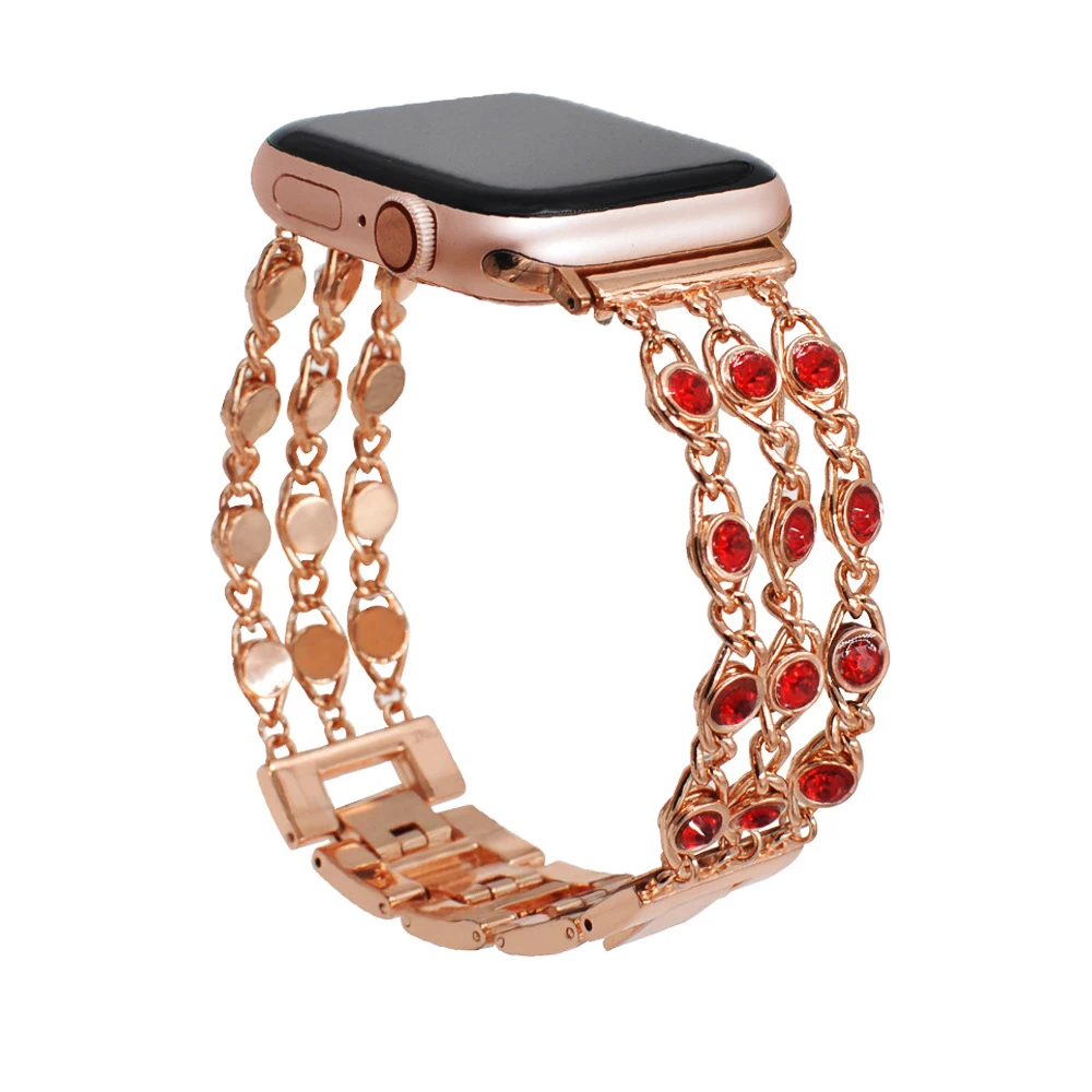 

Бриллиантовый ремешок для часов Apple Watch 44 мм 40 мм 42 мм 38 мм, женский ремешок для часов, браслет для iWatch 6 5 4 3 2 1, аксессуары