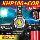 800000 лм Cob XHP100 Мощный светодиодный налобный фонарь 18650 XHP90.3 головной светильник Перезаряжаемые USB головки вспышки света светильник XHP70 зум налобный фонарь светильник