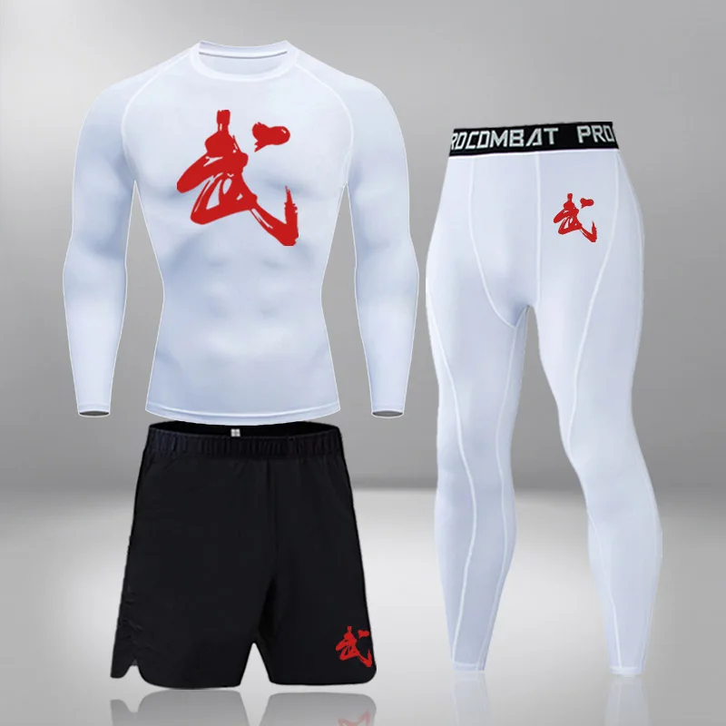 

Мужской спортивный костюм, компрессионная одежда для фитнеса, тренажерного зала, комплекты для бега, спортивная одежда, тренировочные трик...