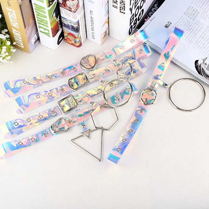 100 см прозрачный радужный ремень в стиле панк с прозрачной пряжкой и широкой