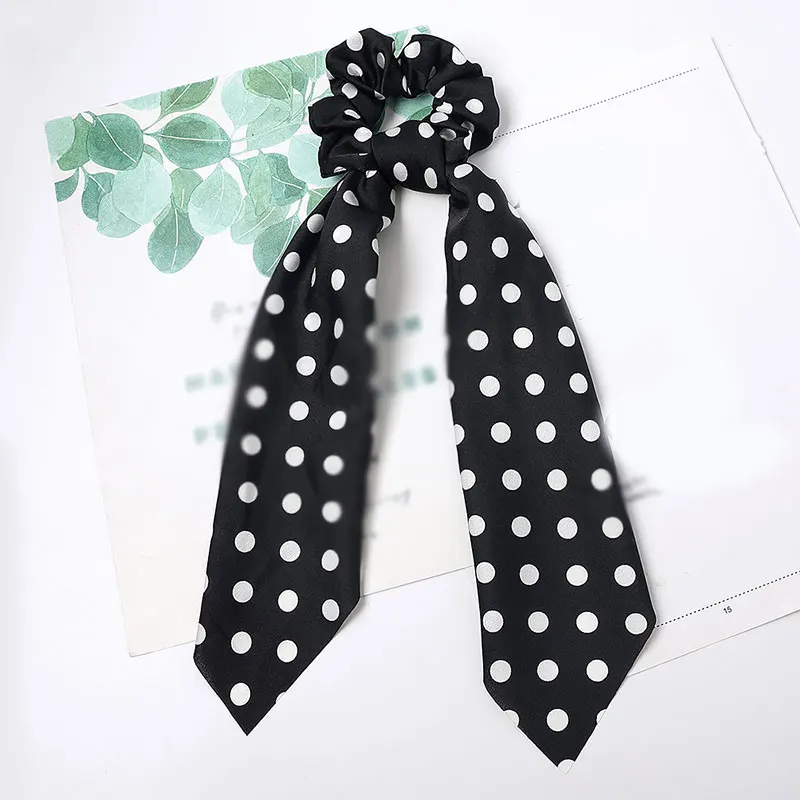 Big Dot Print Hairbands Ribbon Scrunchies Ponytail Long Scarf Bow Elastic Hair Bands Ties Rope Rings Accessories Ribbons |