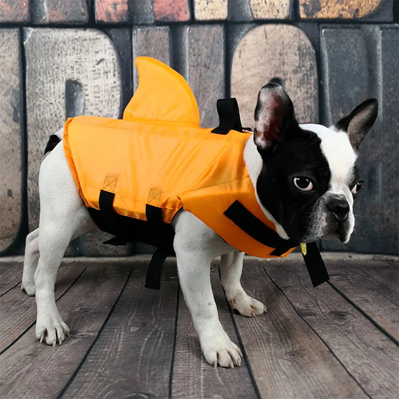 

Pet Dog Life Jacket Safety Clothes Life Vest With Fin Collar Harness Saver Pet Dog Swimming Preserver Summer Swimwear Swimsuit