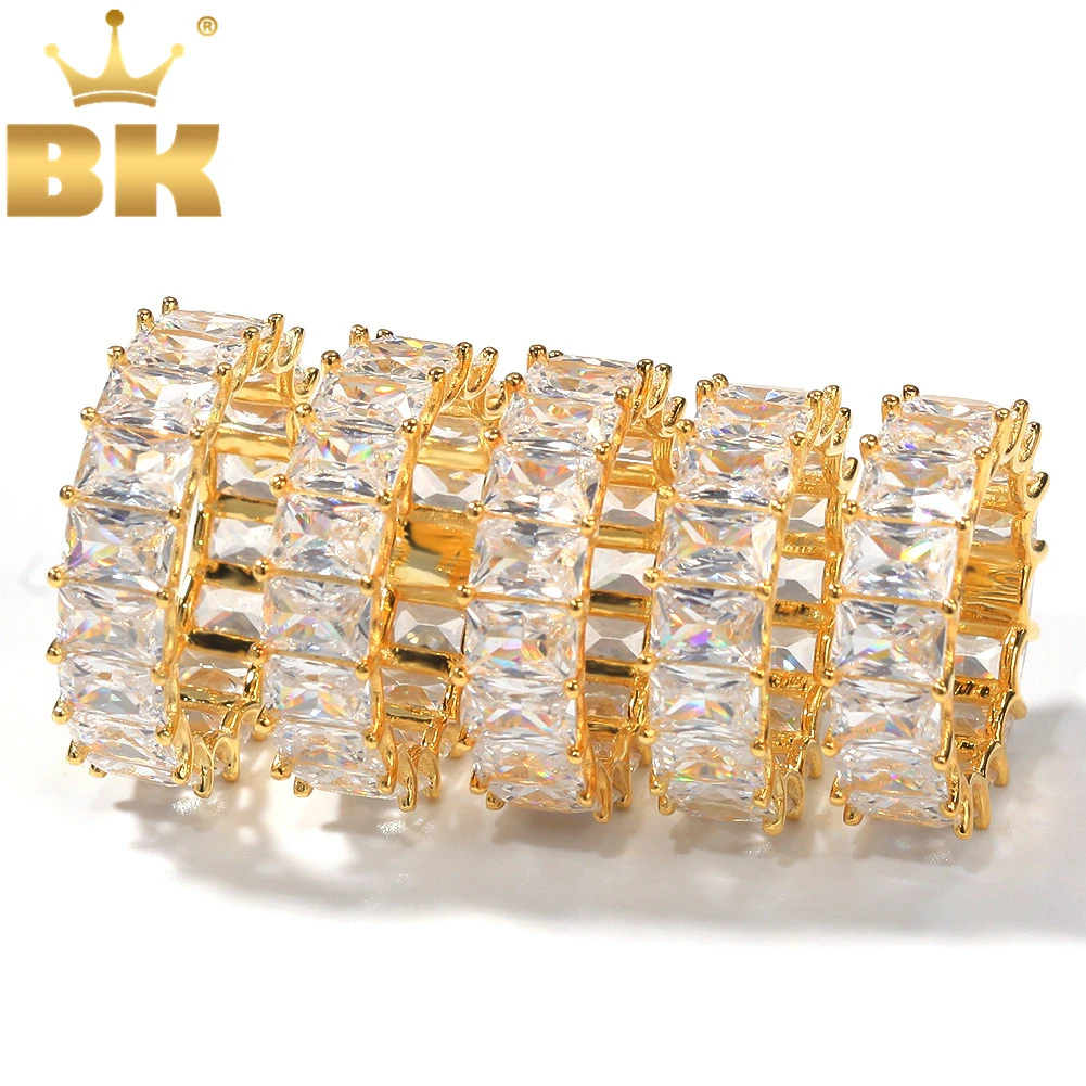 

THE BLING KING Hiphop Iced Out Baguettecz Ring 7mm Square CZ 1 Row Fashion Men Women Party Rings Hiphop Jewelry