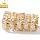 Сверкающее кольцо KING Hiphop с багетом, золотоебелое золото, 7 мм, квадратное кубическое циркониевое кольцо, 1 ряд, модные вечерние ювелирные изделия для мужчин и женщин