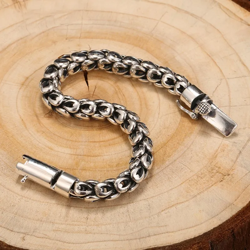 ZABRA Готический настоящий 925 проба серебряный браслет с драконьей чешуей для мужчин, высокополированный винтажный панк-рок браслеты ювелирные изделия для мужчин.