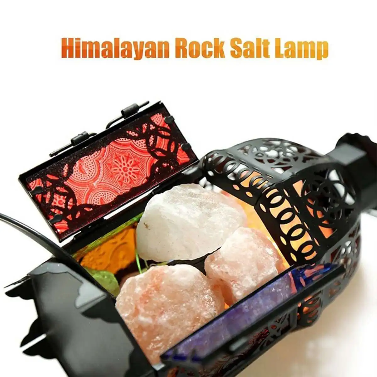 

Nordic Iron Frame Himalayan Rock Salt Lamp Air Purifier Home Decoration Table Lamp Crystal Salt Light Natural Rock Night Lights