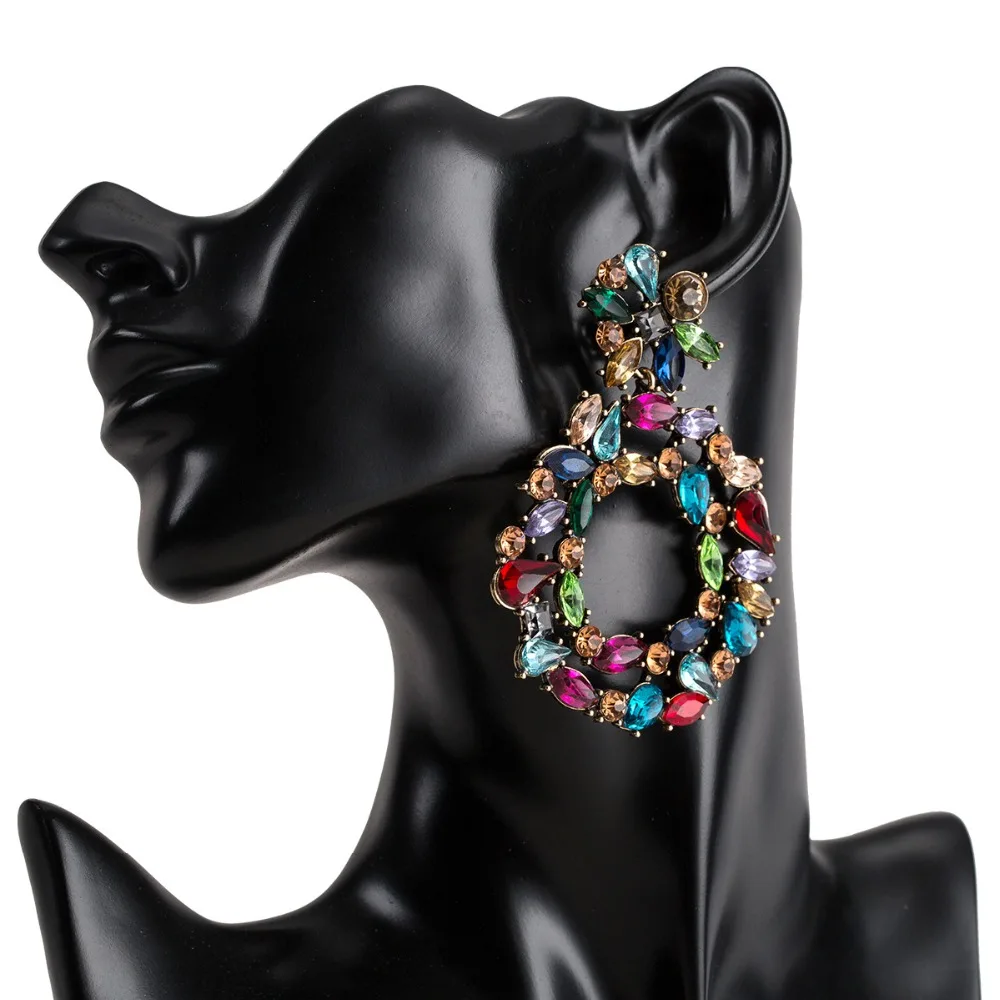 

Colorful Statement Earrings For Women 2021 Female Trend Luxury Big Rhinestone Earrings Party Jewelry Gift Wholesale Accesories