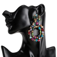 colorful statement earrings for women 2021 female trend luxury big rhinestone earrings party jewelry gift wholesale accesories