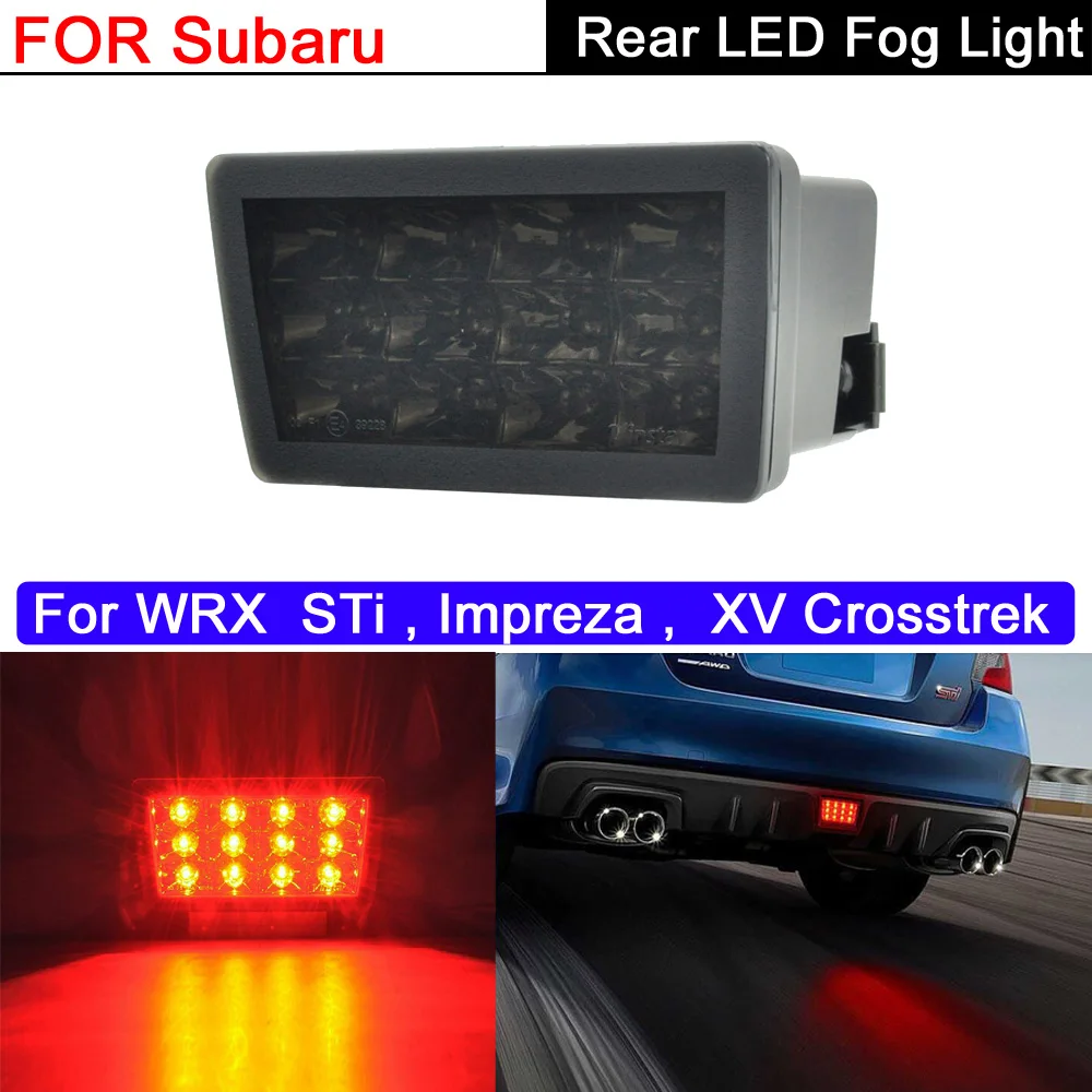 

Задняя светодиодная противотуманная фара с дымчатыми линзами и стосветильник с функцией гипер-вспышки для Subaru WRX/STi 11-20 Impreza 11-18 XV Crosstrek 13-18