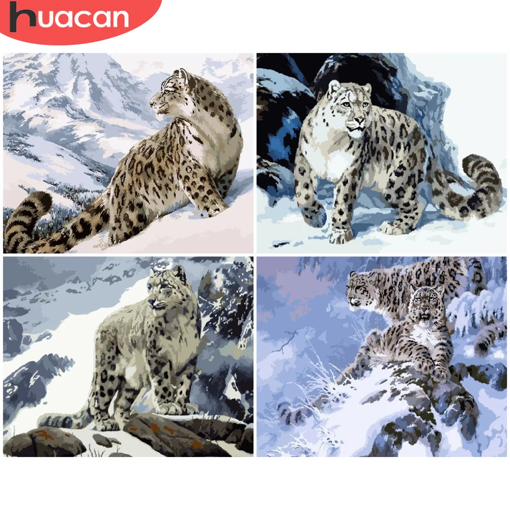 HUACAN краска по номеру леопардовый рисунок животных на холсте Ручная Краска ed Art