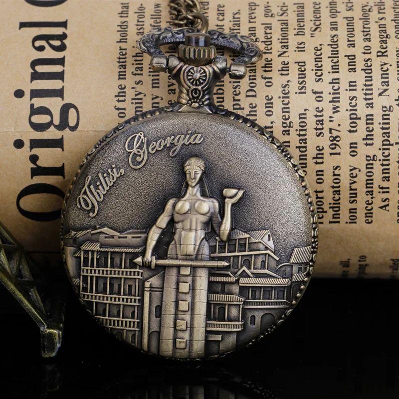 

Engraved Exquisite Design Quartz Pocket Watch Bronze Necklace Pendant Clock for Men Women Gifts XH3056