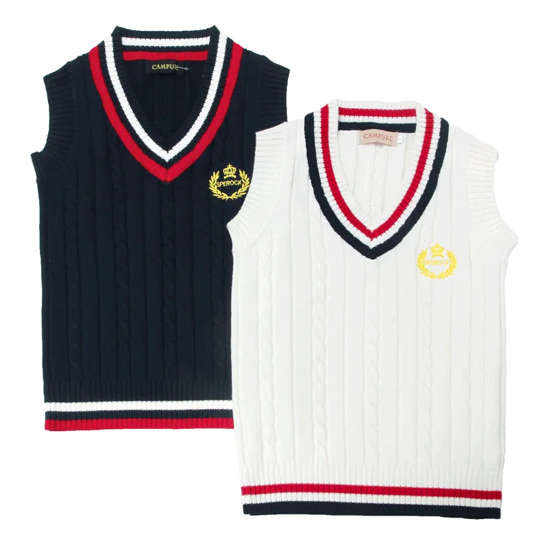 Свитер JK жилет с V-образным вырезом и вышивкой в виде короны японском стиле Осень