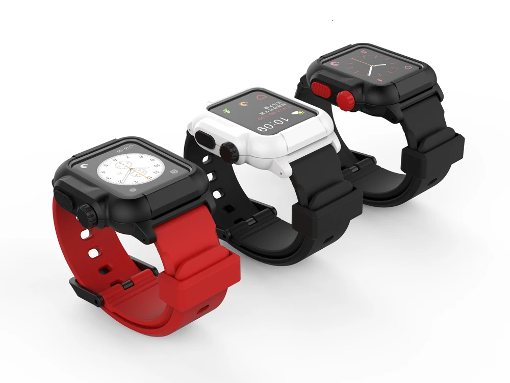 Водонепроницаемый ударопрочный чехол для Apple Watch series 3 2 Мягкая силиконовая лента для iwatch band 42 мм аксессуары