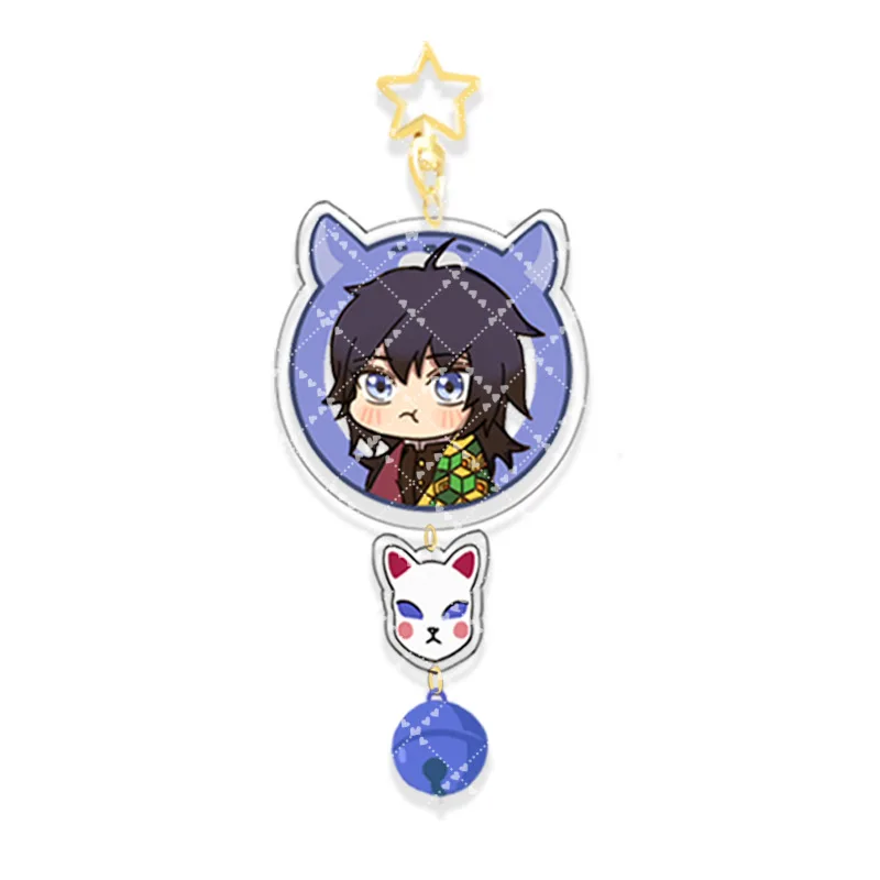 

Cartoon Comic Keychain Anime Demon Slayer Acrylic Bell Stars Button Figure Keyring Decoration Cosplay Fans Gift Bag Trinket