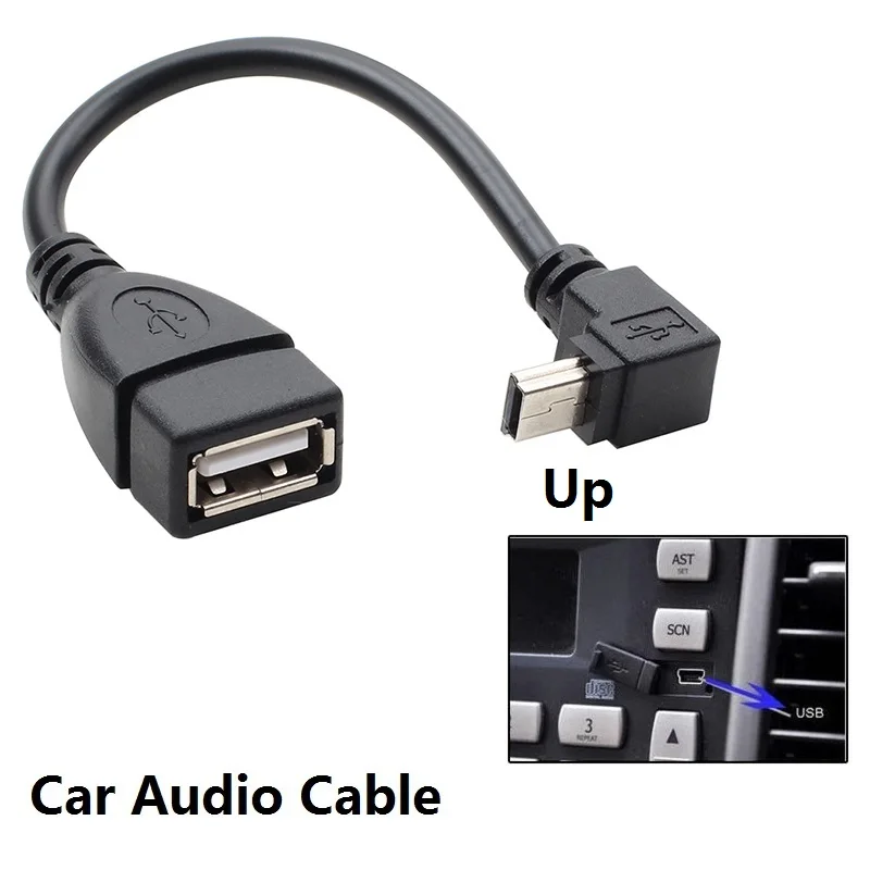 Верхний локоть Автомобильный MP3 кабель для передачи данных мини USB к OTG
