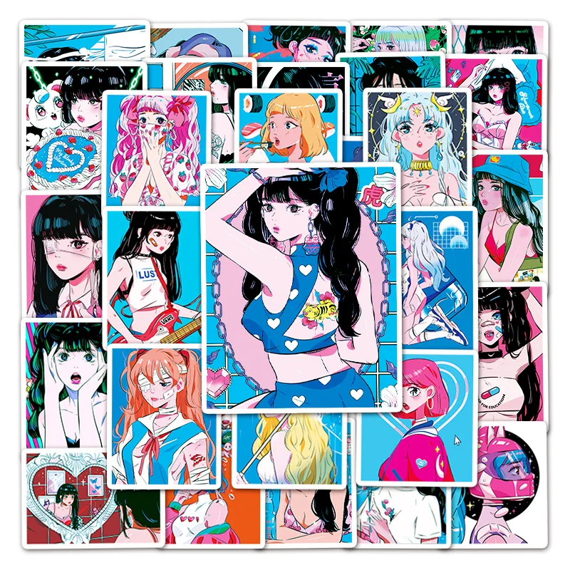 

10/30/50PCS Sexy Sweetheart Girl Cartoon Stickers Suitcase Laptop Guitar Helmet Non-repetitive Waterproof Decorative Sticker Toy