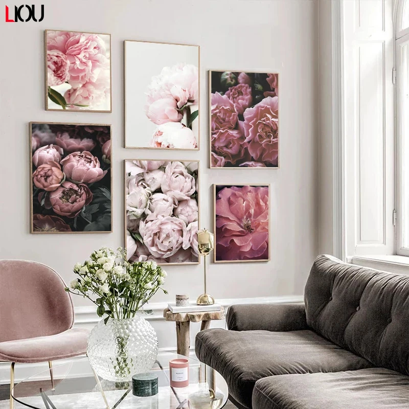 Настенная картина пиона настенная Картина на холсте в скандинавском стиле с