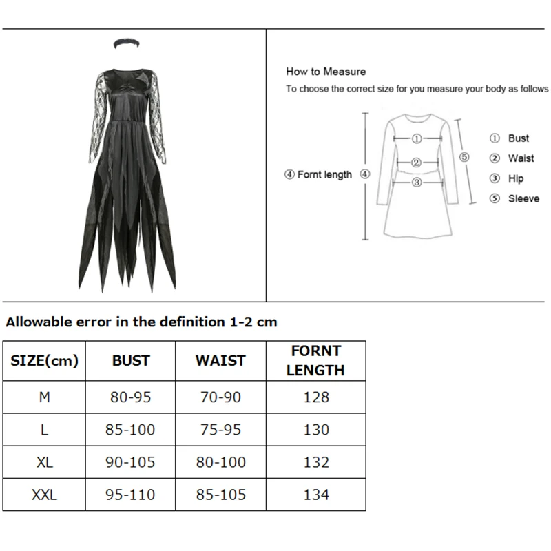 Костюм Леди мексиканского дня мертвецов труп невеста призрак зомби ужас косплей