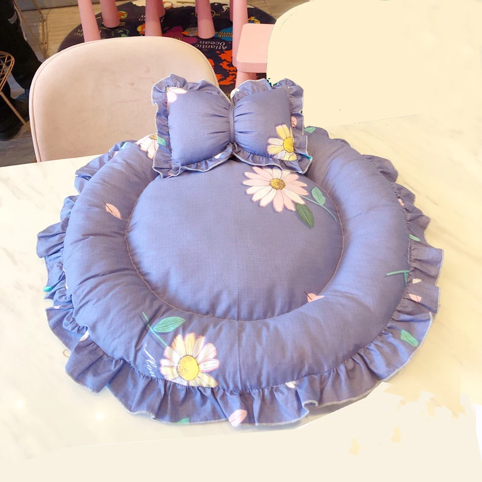 Круглый коврик для собак диван кошек кровать сна плюшевый Кот щенок мягкий дом