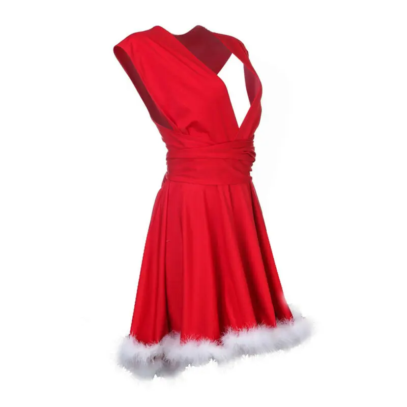 Рождественские одинаковые платья для всей семьи вечерние без рукавов красного