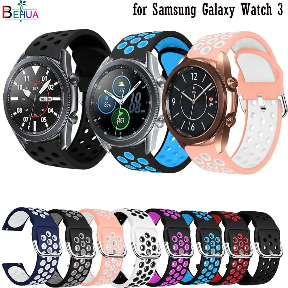 

BEHAU 20mm 22mm Sport colorful Silicone watchBand for Samsung Galaxy Watch 3 41mm 45mm Smartwatch Replacement Strap bracelet new