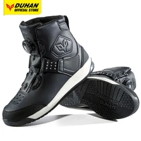 duhan motorcycle boots waterproof leather cycling shoes anti slip motocross ankle protection breathable moto riding boots