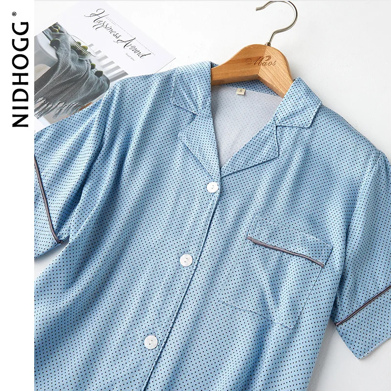 2020 Мужская атласная синяя Пижама с коротким рукавом Брюки кардиган роскошная