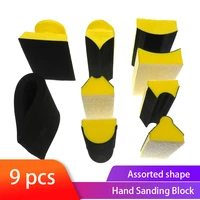 9pcsset hand sanding sanding pad assorted shaped sanding disc holder grinding sponge for hook loop sandpaper abrasive tool