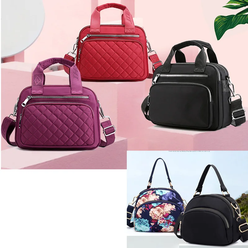 Женская модная однотонная сумка на молнии водонепроницаемая нейлоновая через