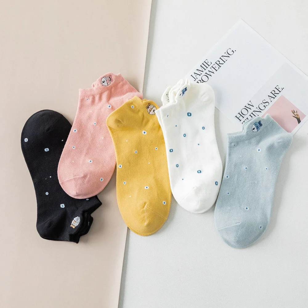

Cute Funny Beautiful Boat Socks Female Embroidery Socks Female Cotton Socks Cartoon Animal Girls Spring And Summer Socks New Hot