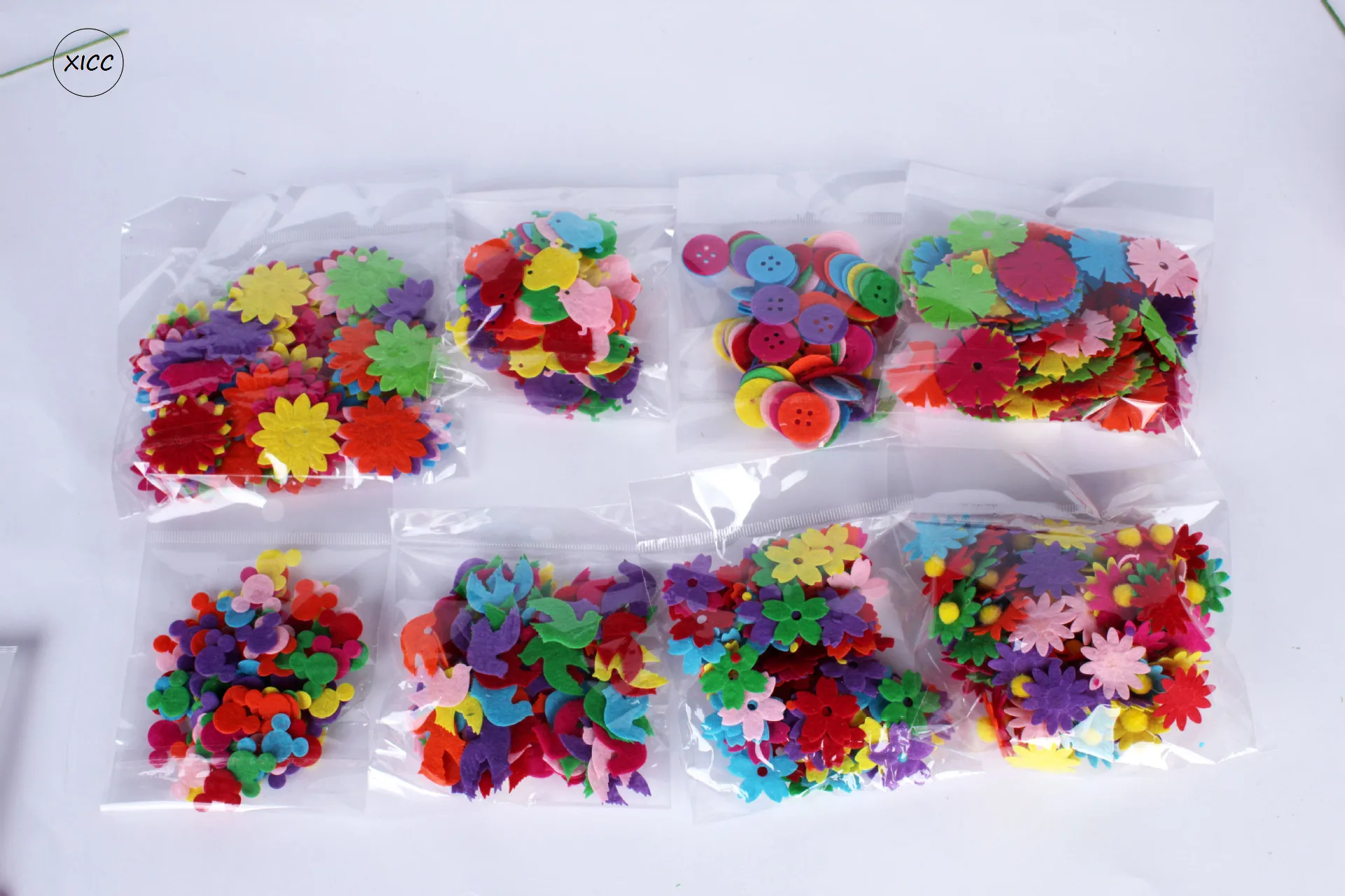 XICC 100PCS Colorful Nonwoven Round Flower Wool Felt Fabric Hair rope DIY Handmade Accessory Sticker Applique Patches Felt Pad