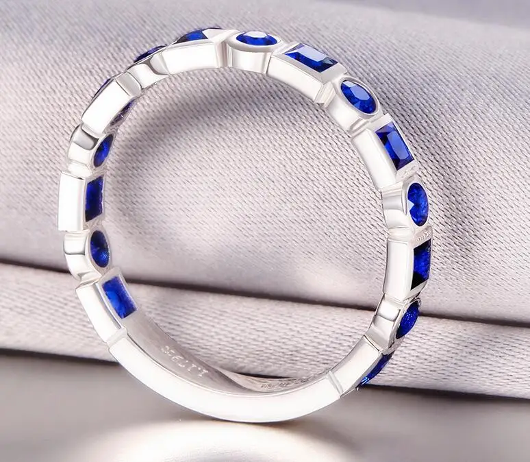 Кольцо женское Seanlov с инкрустацией из фианита голубого цвета | Украшения и