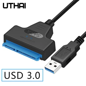 Кабель-преобразователь UTHAI T14 SATA для жесткого диска 2,5 дюйма, адаптер SSD, адаптер HDD SATA7 + 15pin на USB, простой диск