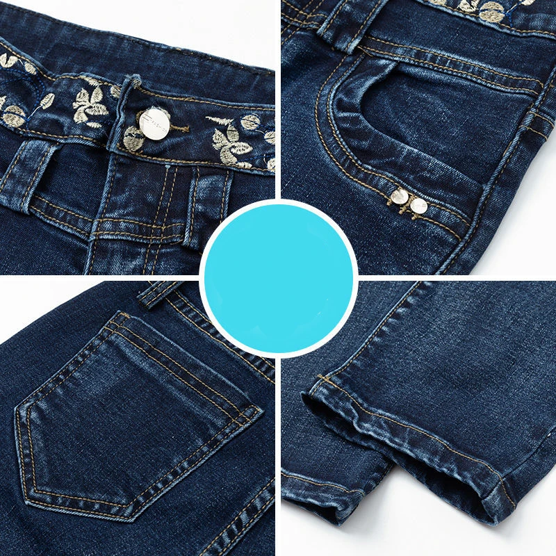 

Summer Women Elastic Pencil Jeans Pants High Waist Zipper Slim Fit Skinny Stretch Denim Pants Female Calf-Length Trousers